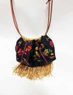 Ioli Black Satin Cross Body Bag