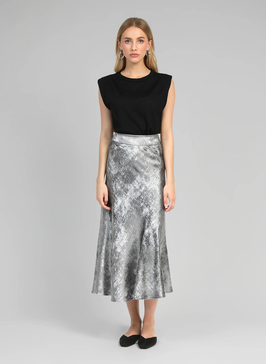 Silver Midi Skirt Janyma