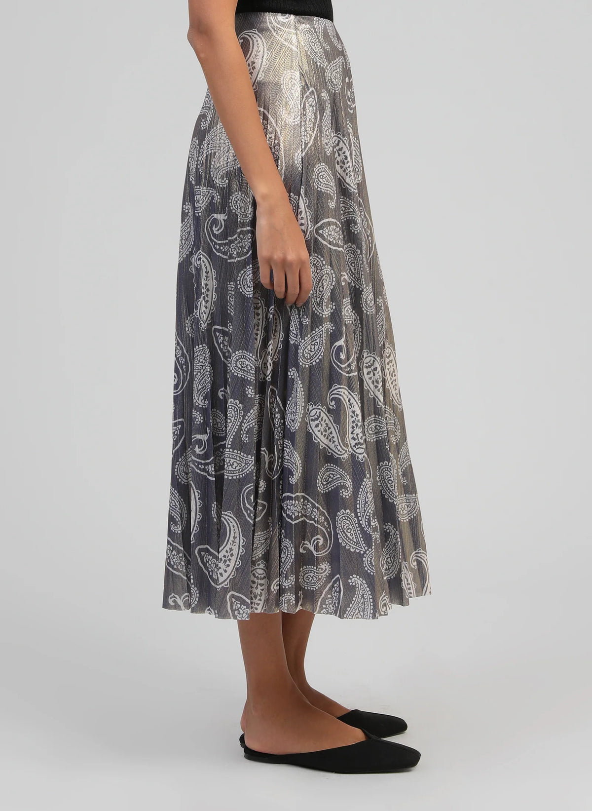 Justalina Metallic Skirt Ethnic Motive