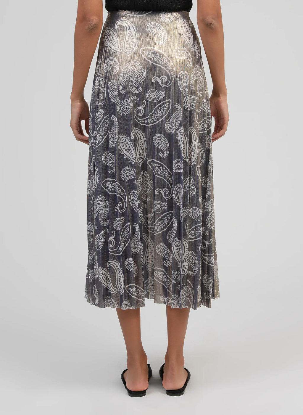 Justalina Metallic Skirt Ethnic Motive
