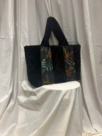 Fern Black Silk Large Tote Bag