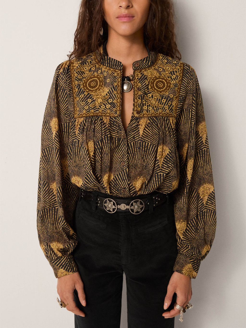 Triana Blouse - Peacok Avocado