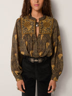 Triana Blouse - Peacok Avocado