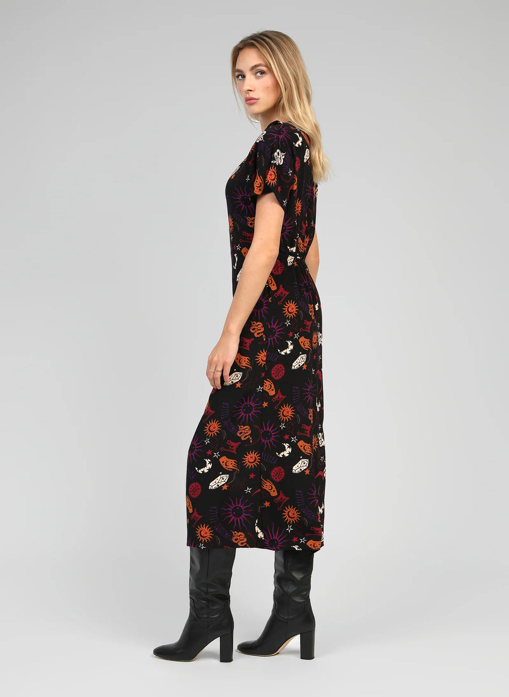Patterned Black Dress Malora