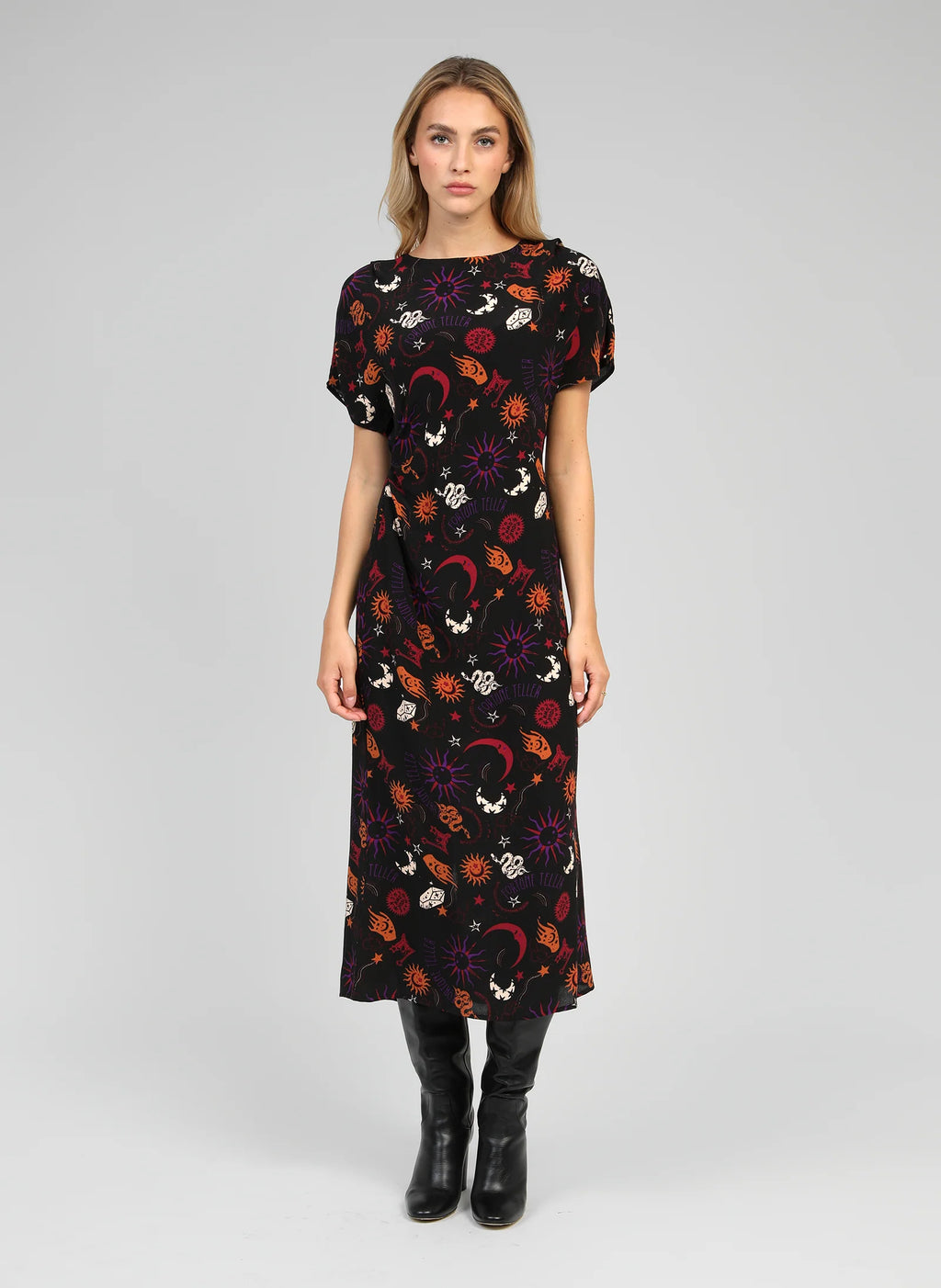 Patterned Black Dress Malora
