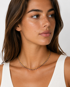 The blue matches necklace