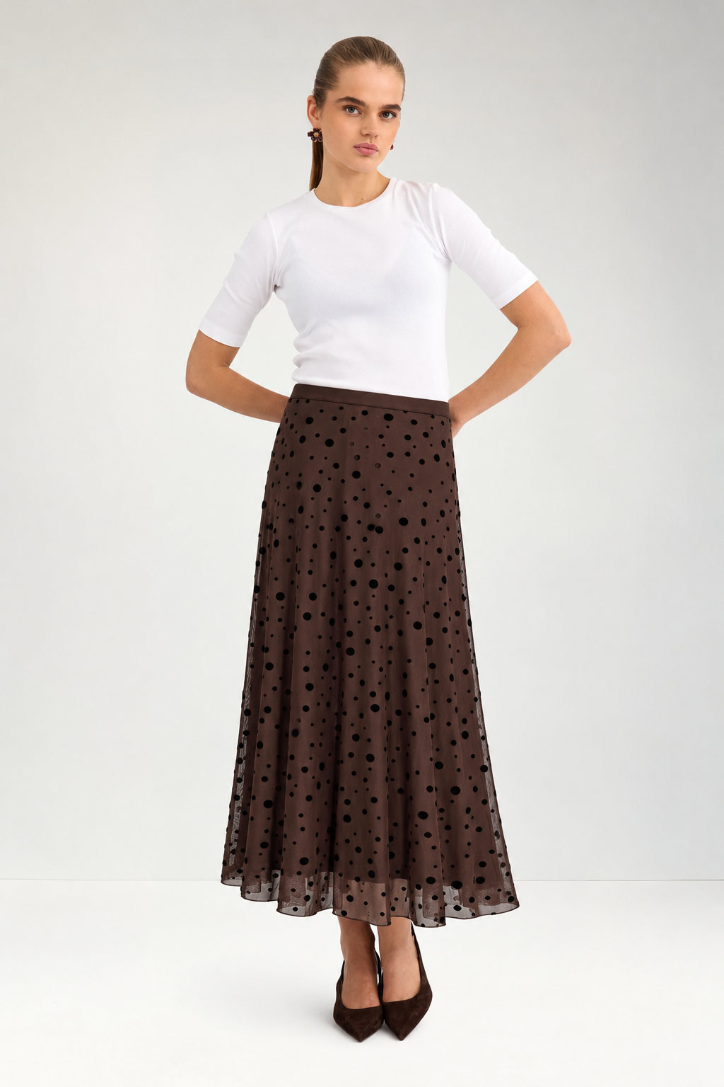 Nuevita Skirt Brown Mesh Dots