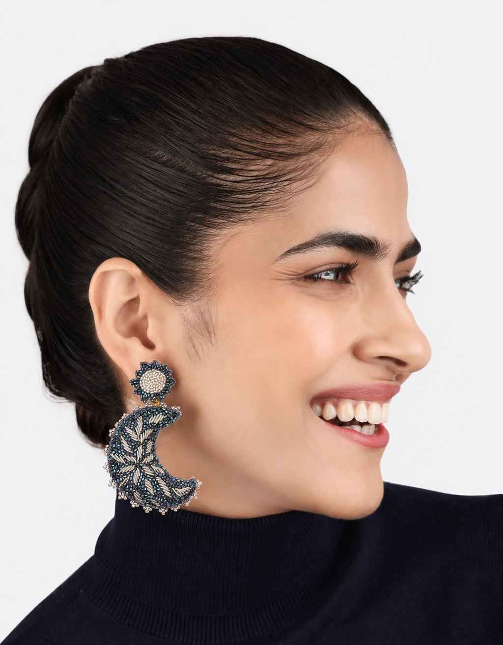Moon Earrings Blue