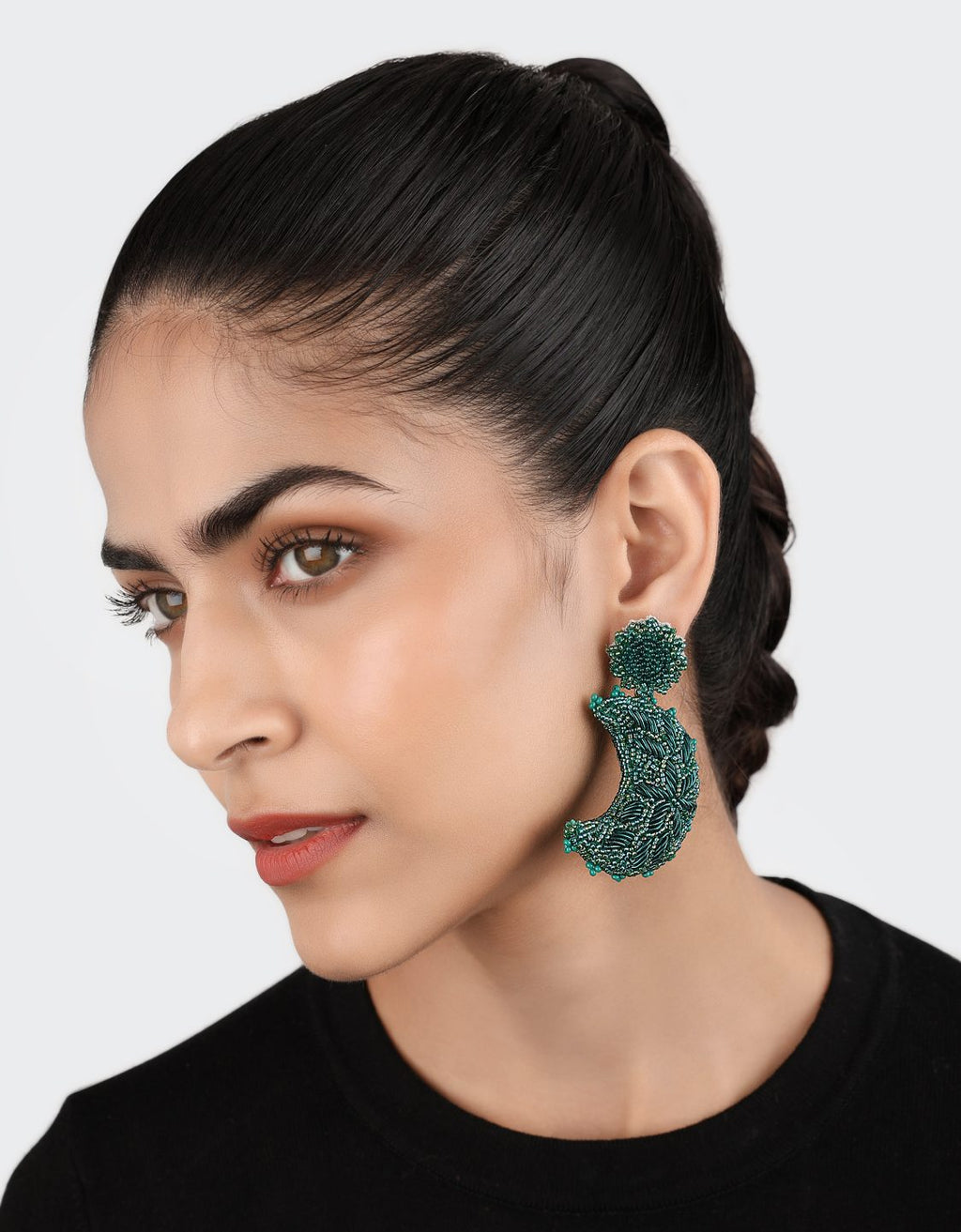 Moon Earrings Teal