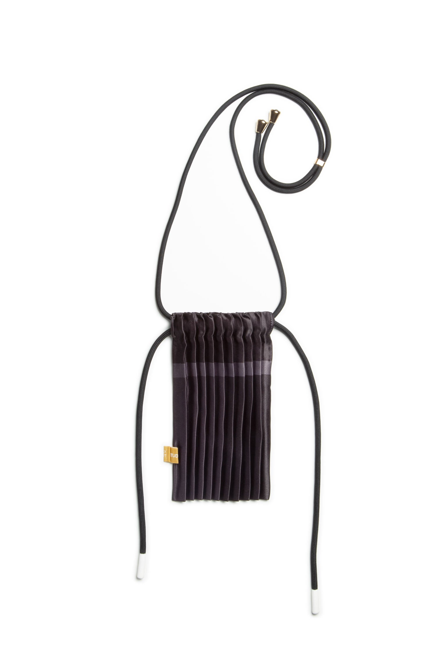 Satin pleated crossbody mini bag Black