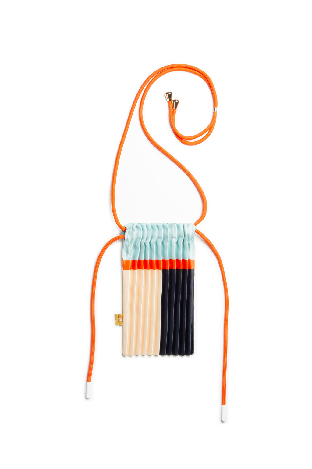 Satin pleated crossbody mini bag Blue