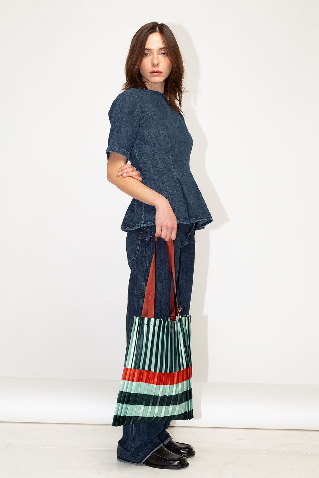 Satin pleated bag Smeralda