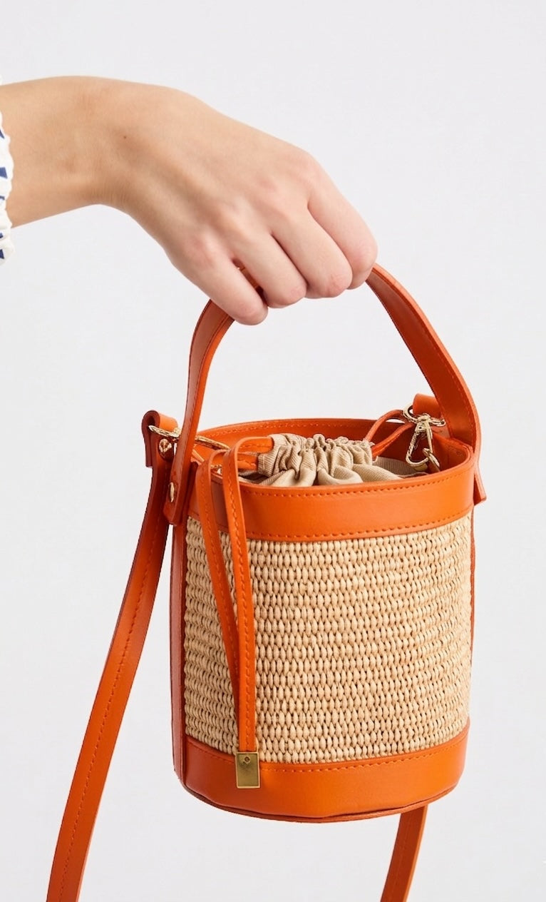 Orange Raffia bag