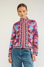 Fuchsia  Embroidery Jacket