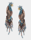 Peacock Earring Blue Bronze