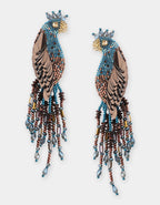 Peacock Earring Blue Bronze
