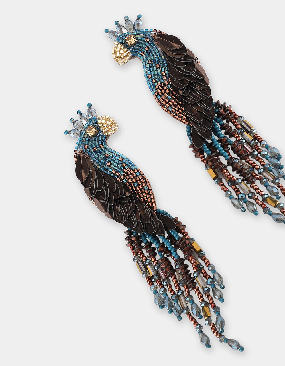 Peacock Earring Blue Bronze