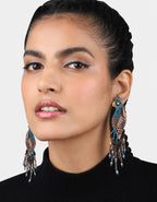 Peacock Earring Blue Bronze