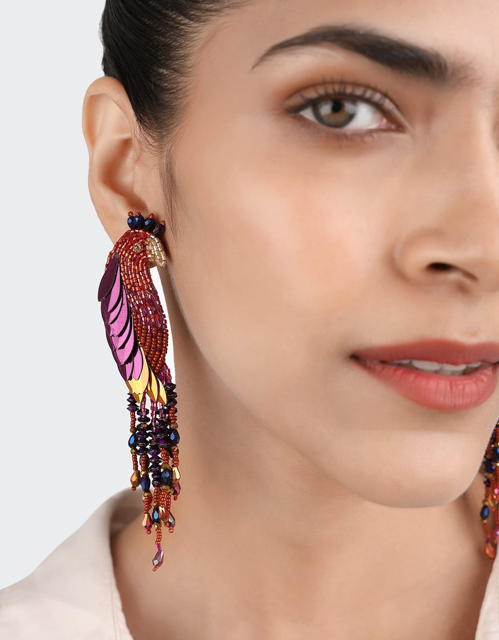 Peacock Earring Orange Purple