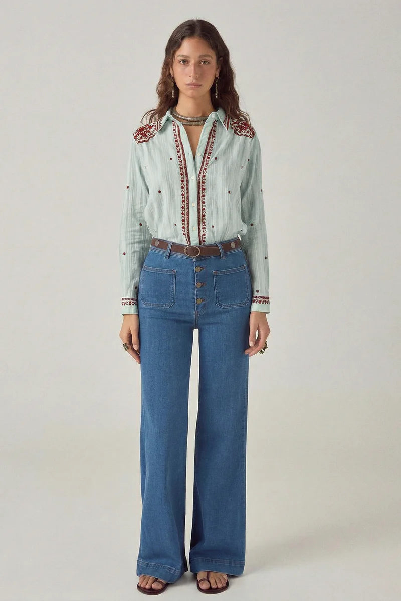 Salinger Shirt Cream Indigo