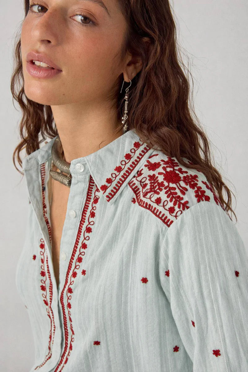 Salinger Shirt Cream Indigo