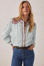 Salinger Shirt Cream Indigo