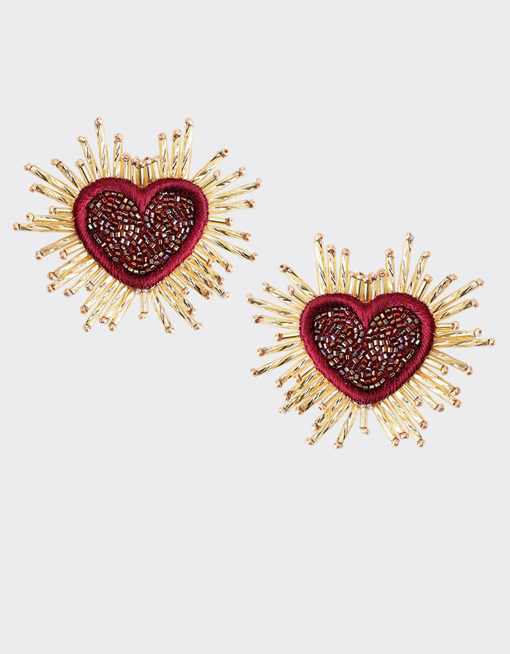 Sparkle Heart Beaded Earring Maroon