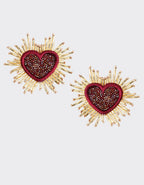 Sparkle Heart Beaded Earring Maroon