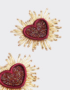 Sparkle Heart Beaded Earring Maroon