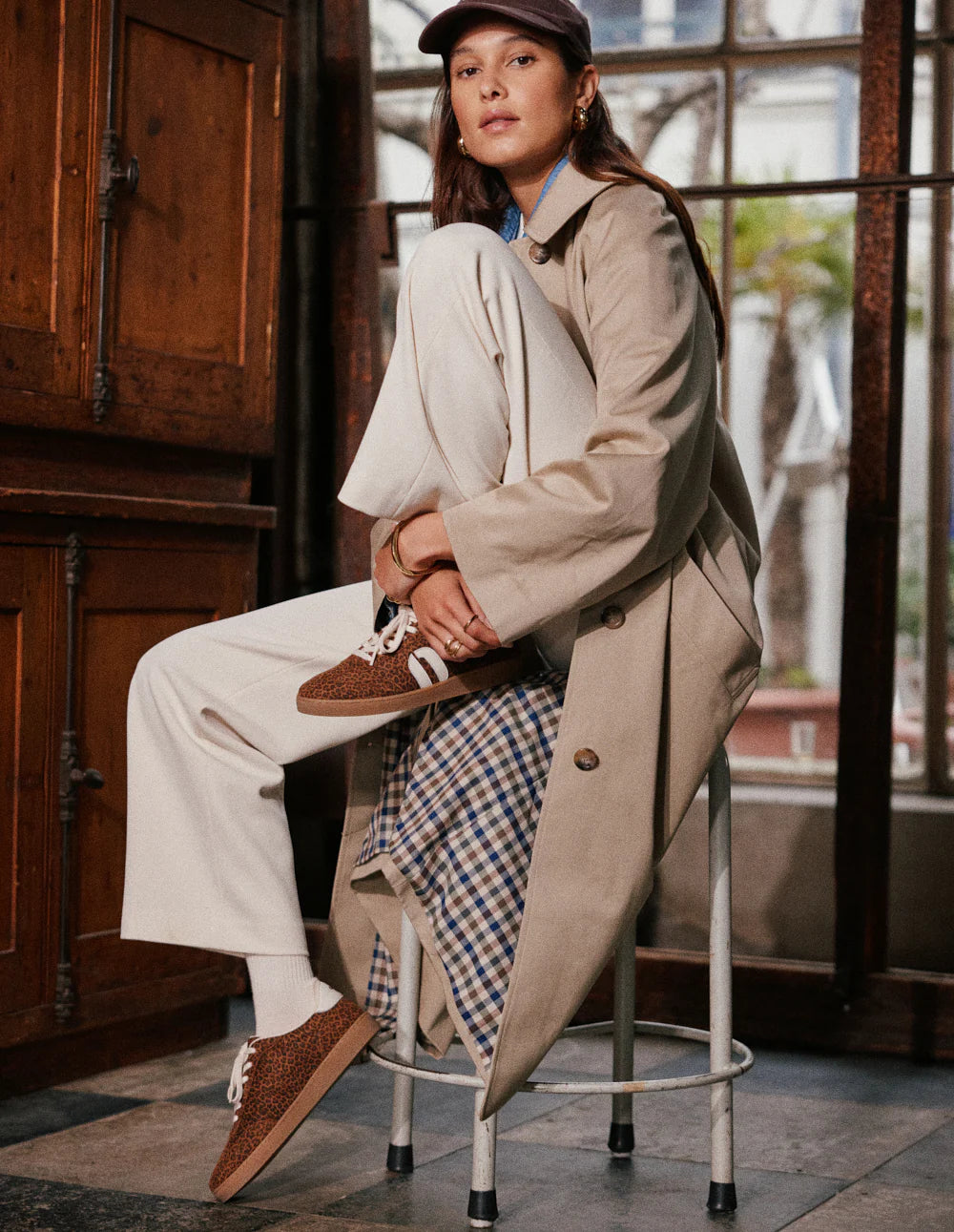 Lucia low-top trainers Leopard Ecru