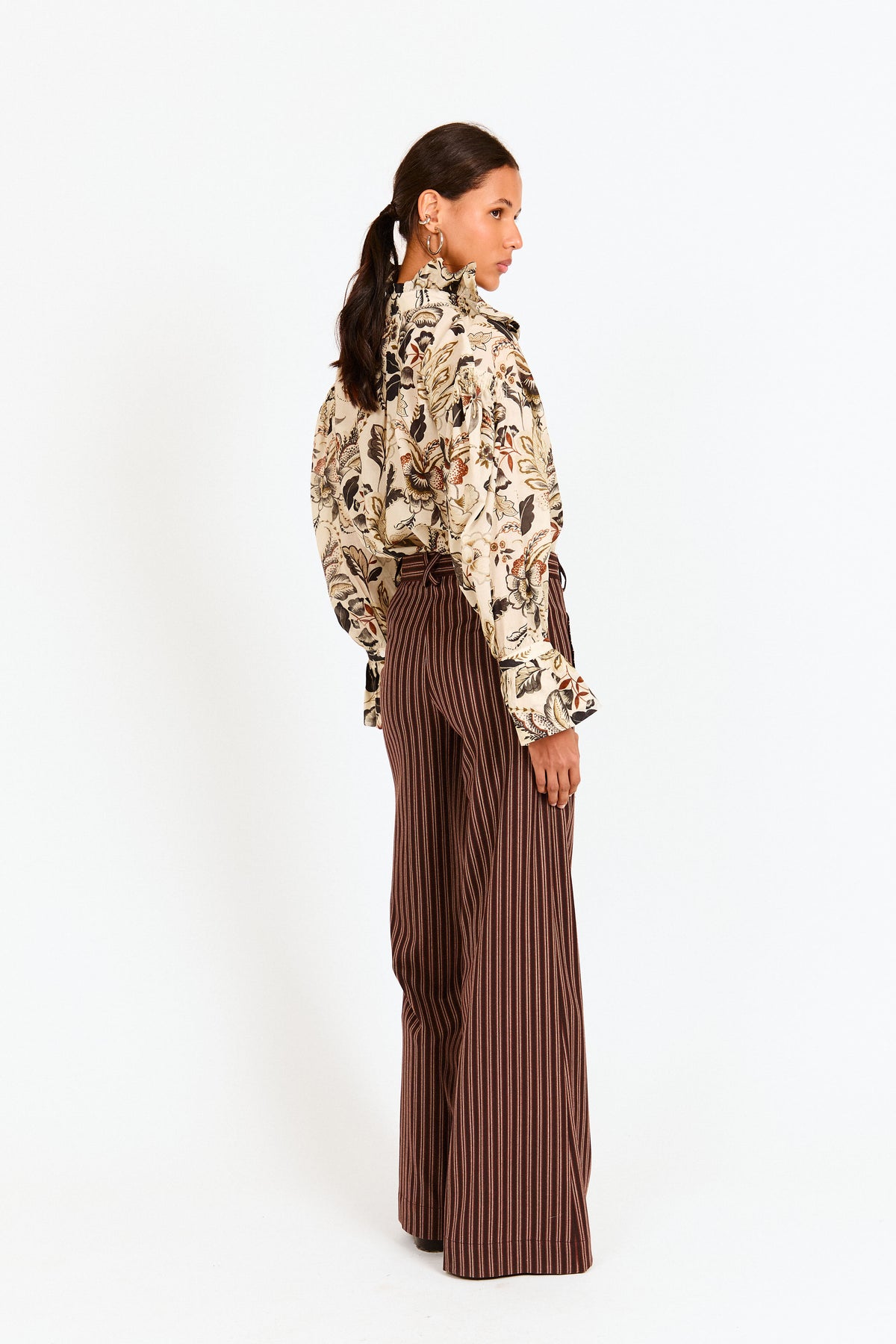 Anglet Teja Brown Striped Trousers