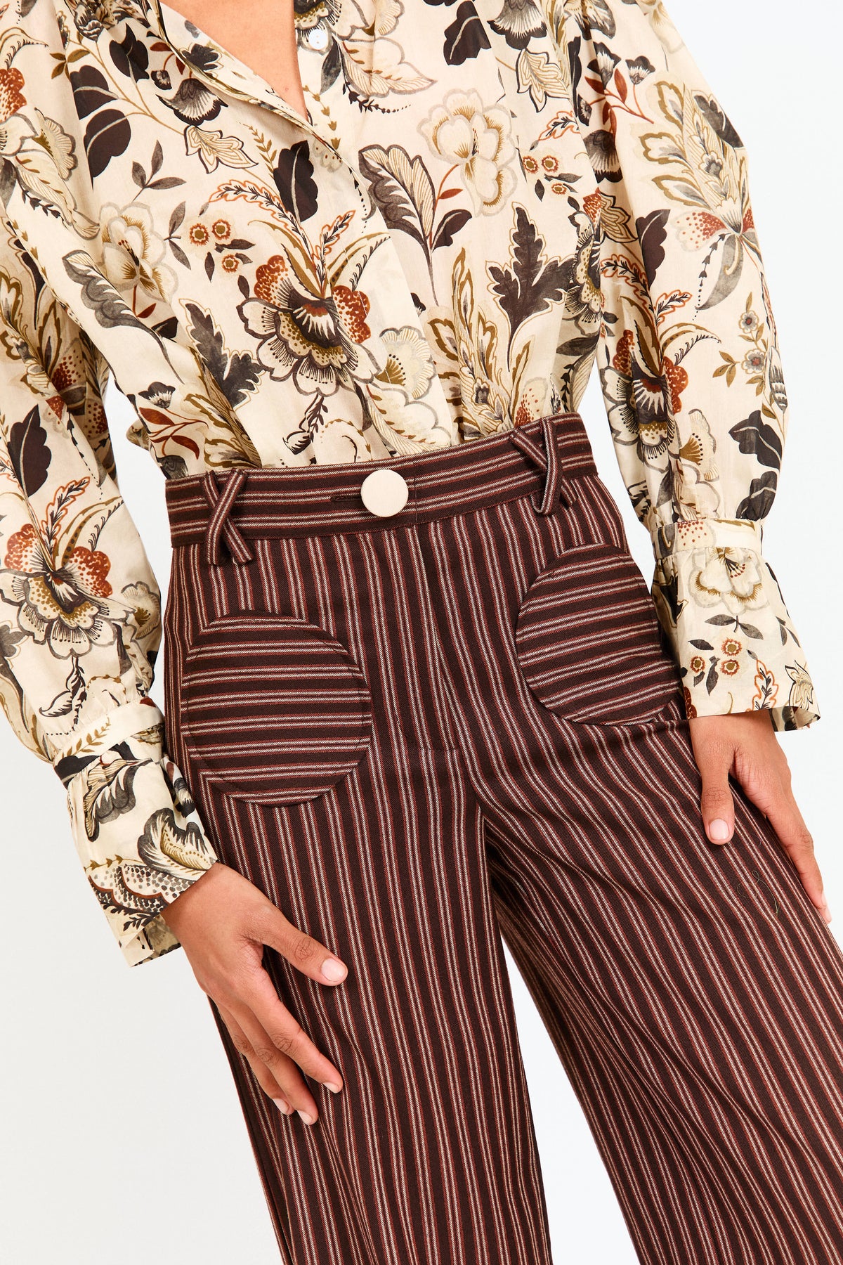 Anglet Teja Brown Striped Trousers