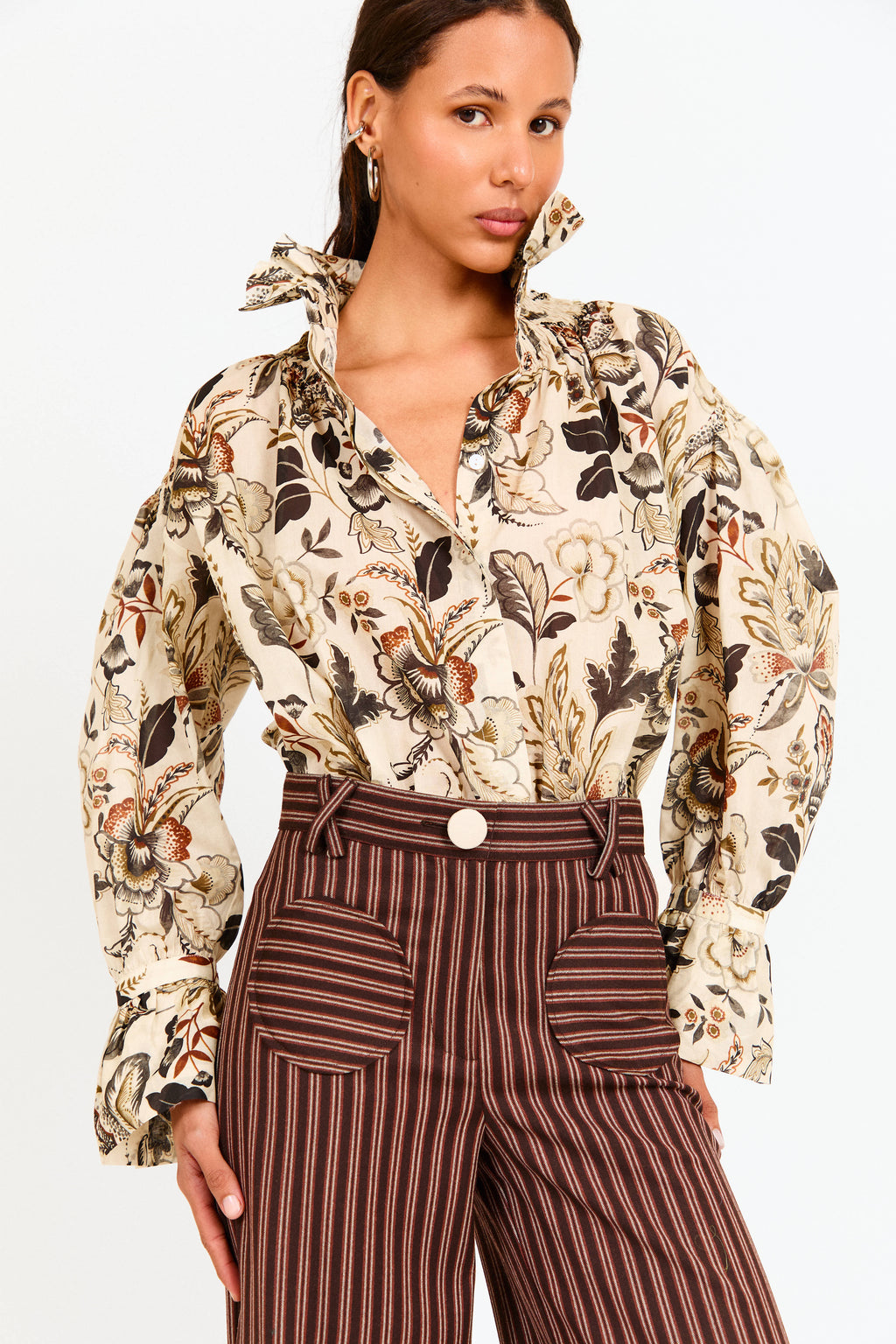 Anglet Teja Brown Striped Trousers