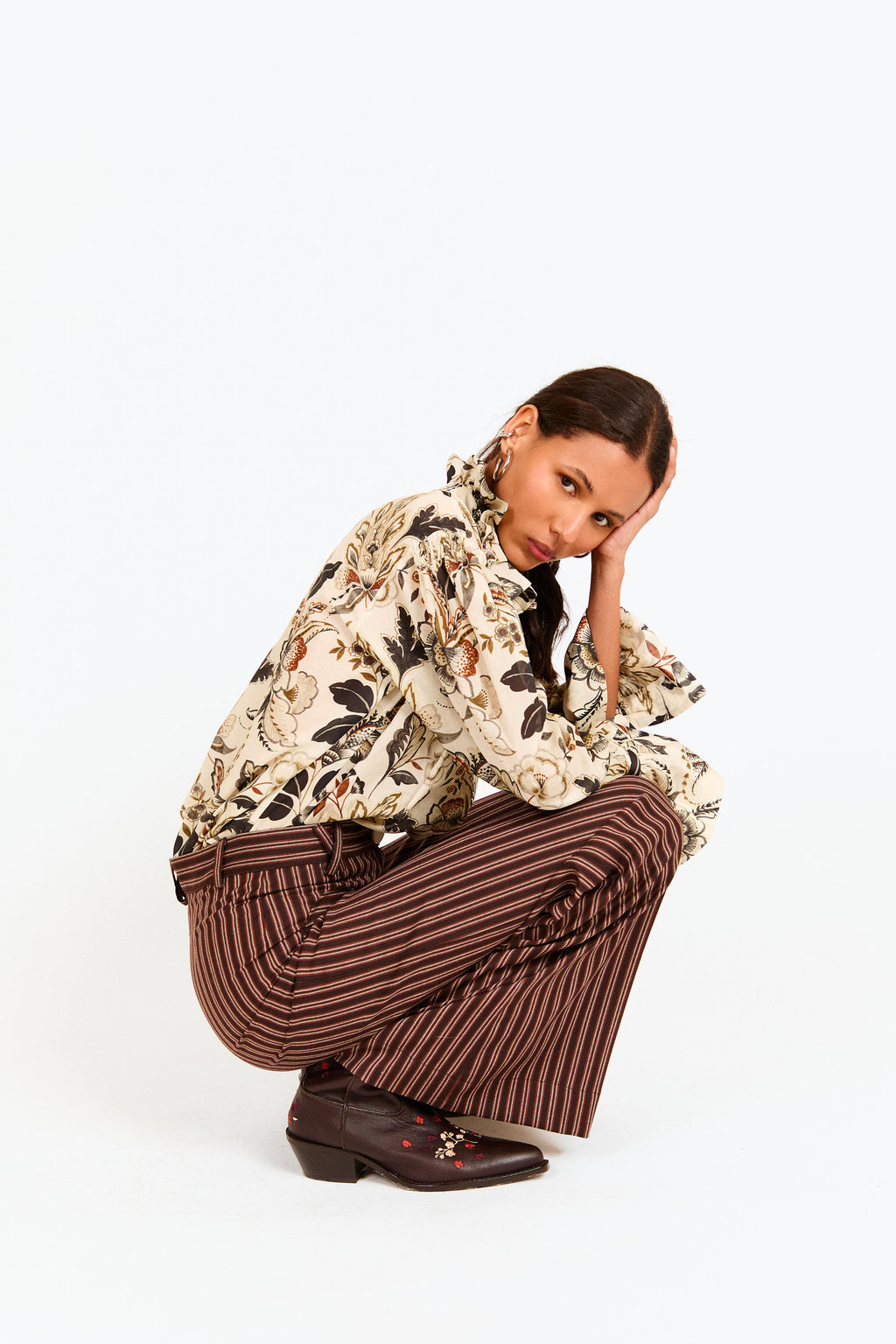 Anglet Teja Brown Striped Trousers