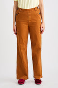 Camel Wide Pants with light stripes