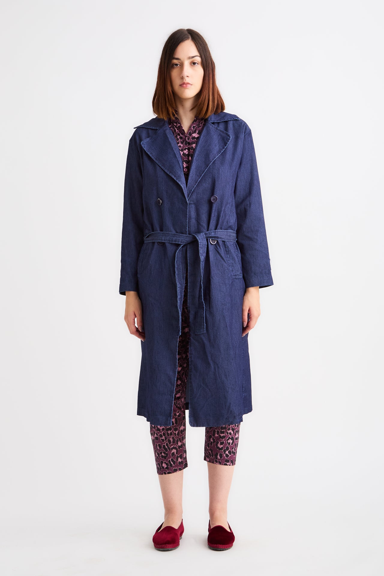 Denim Light Long Trench Coat