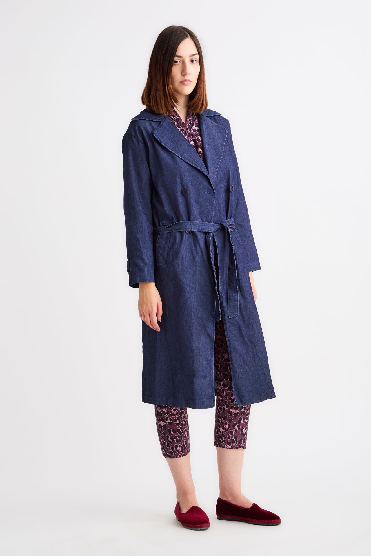 Denim Light Long Trench Coat