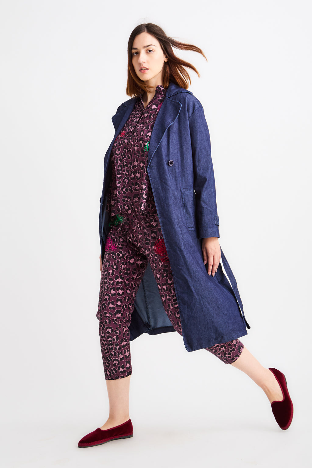 Denim Light Long Trench Coat