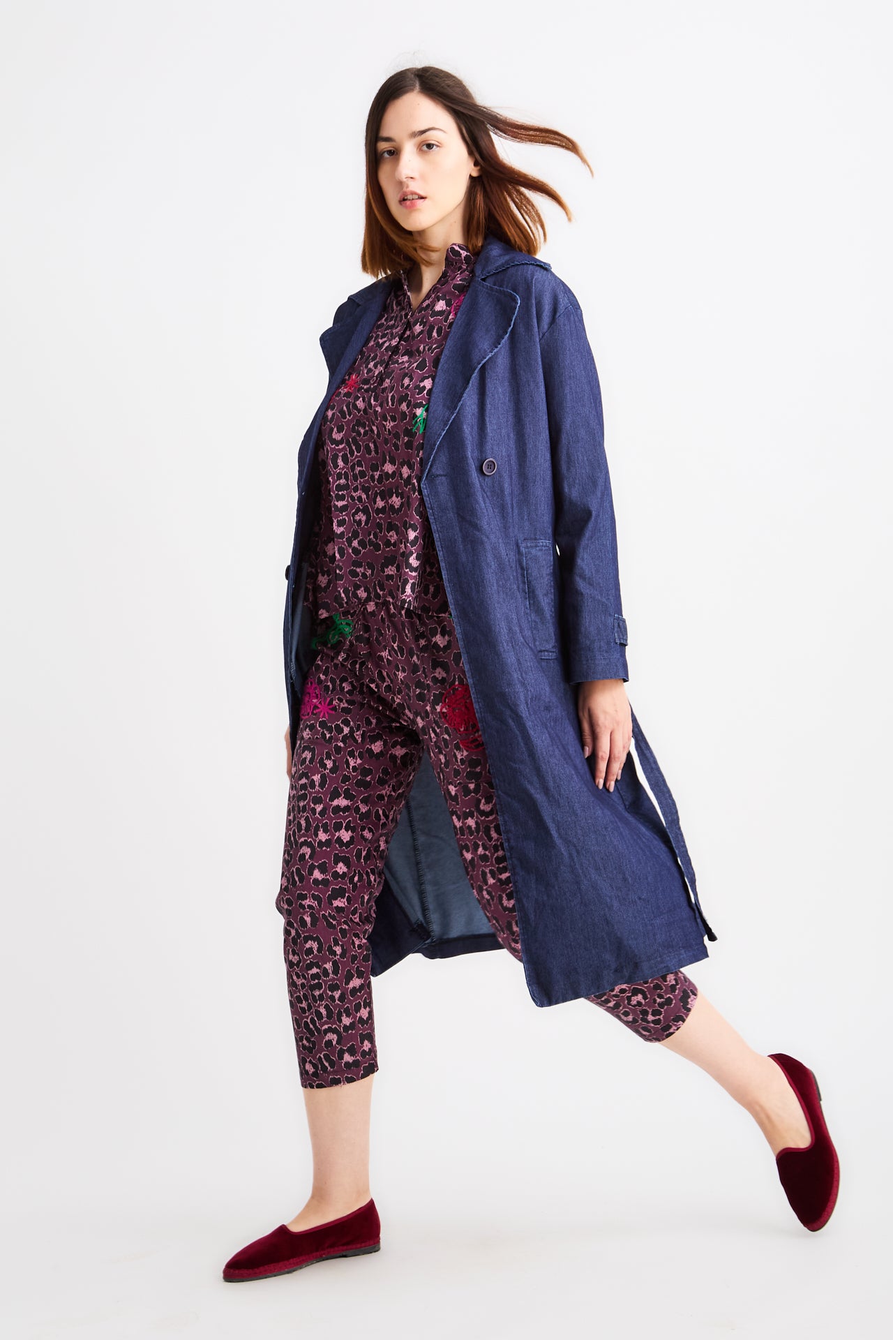 Denim Light Long Trench Coat