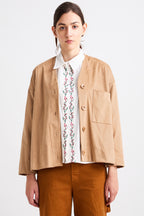 Taupe Jacket with Fringed Back