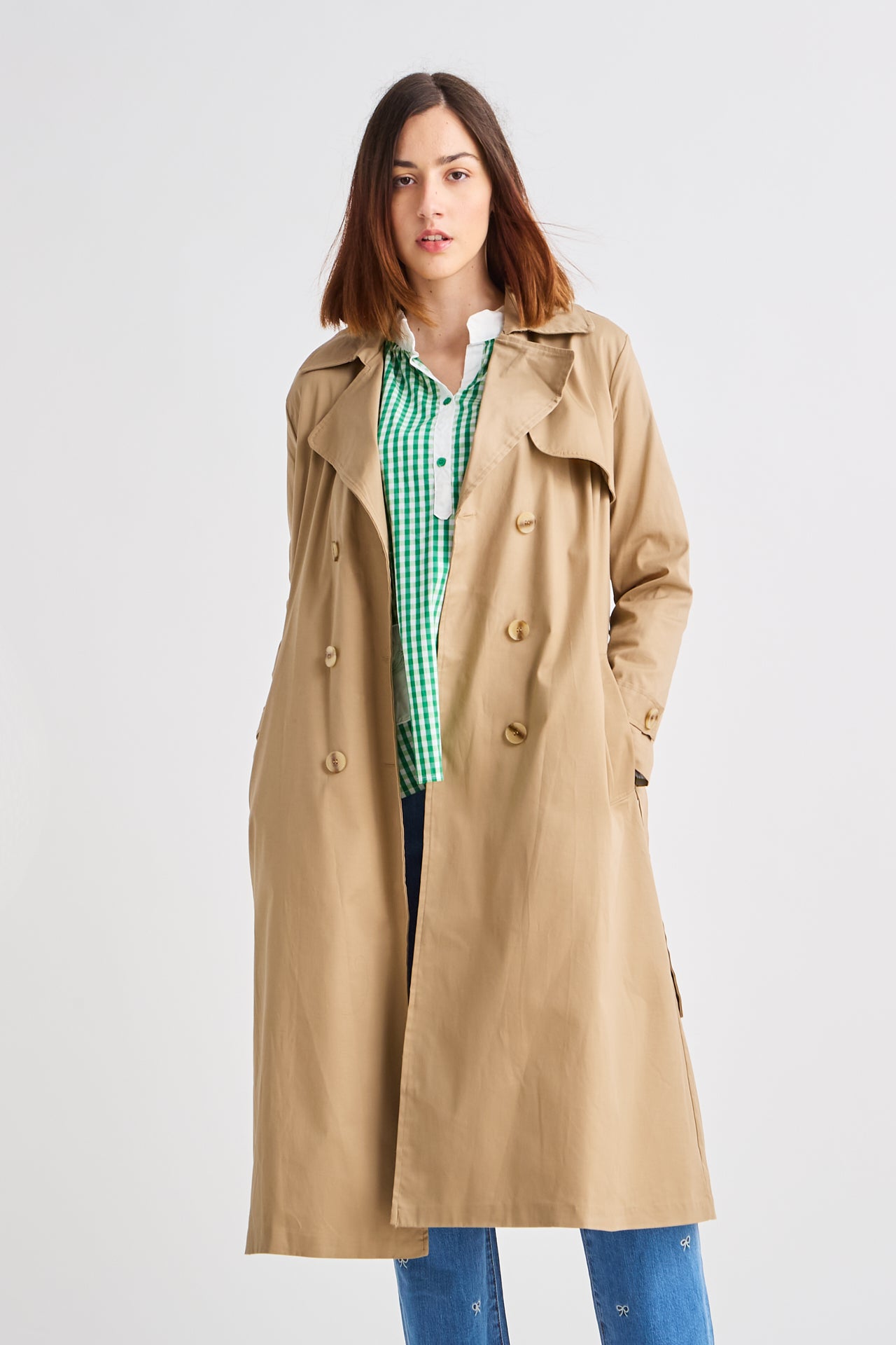 Beige Long Trench Coat