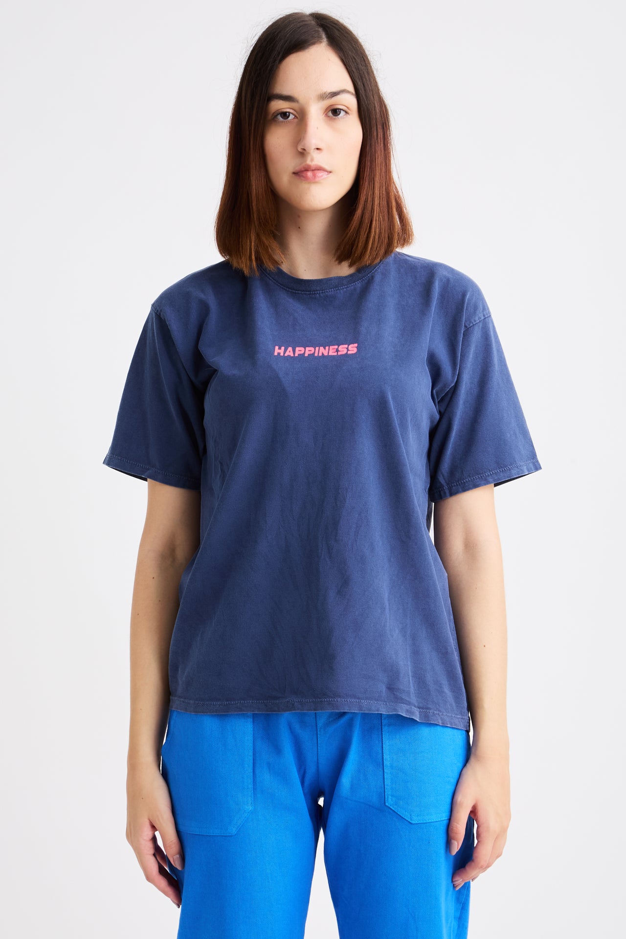 Elastic Blue Electric Trousers with Pockets