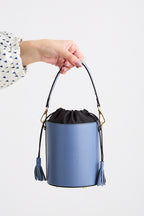 Baby Blue leather bucket bag - black lining