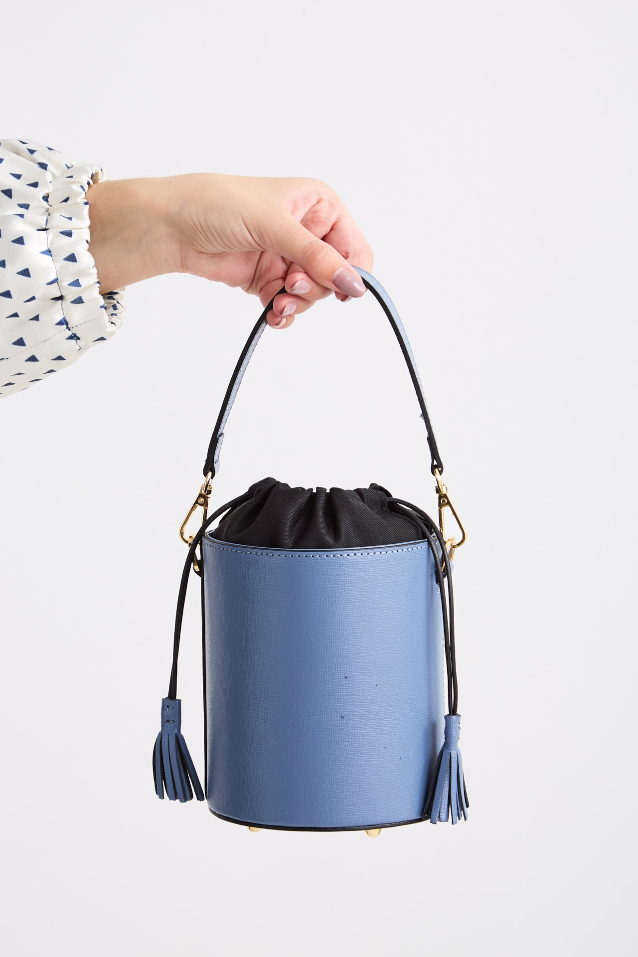 Baby Blue leather bucket bag