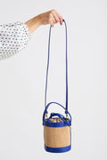 Blue Raffia Bucket bag
