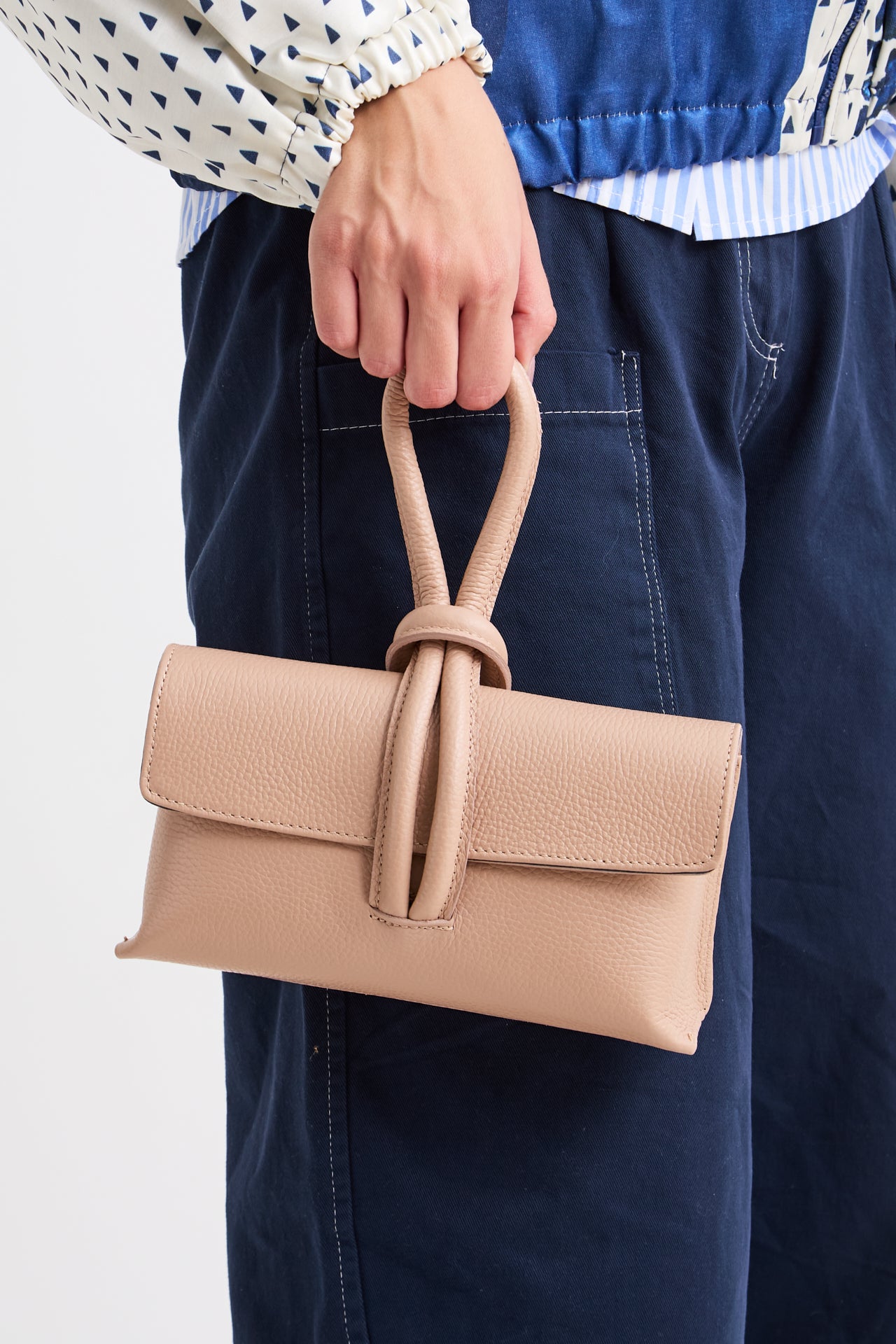 Leather Clutch Beige