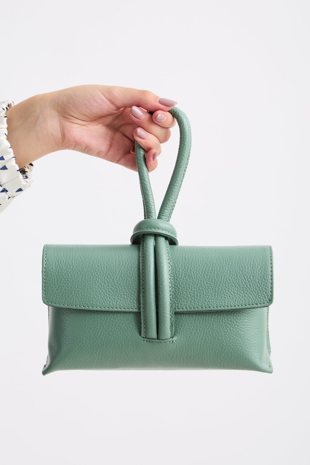 Leather Clutch Sage