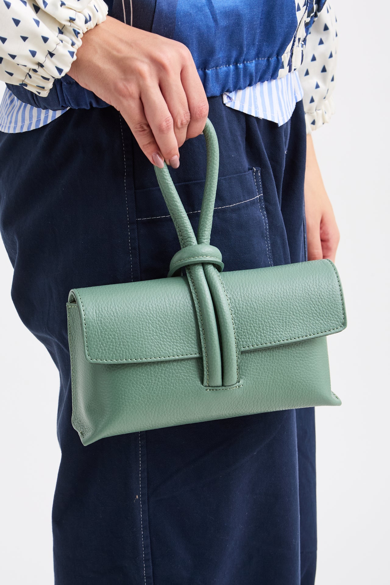 Leather Clutch Sage