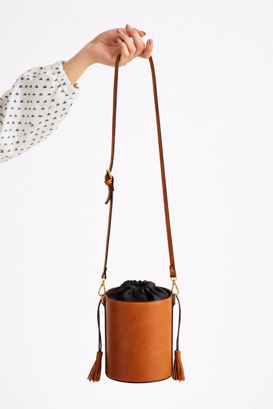 Tabac leather bucket bag - Black lining