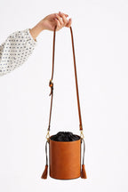 Tabac leather bucket bag - Black lining